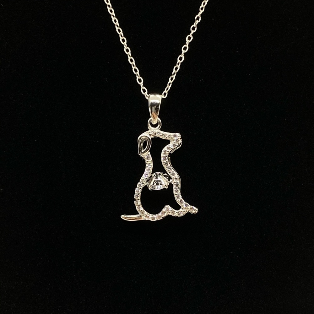 Silver Dog Pendant Necklace
